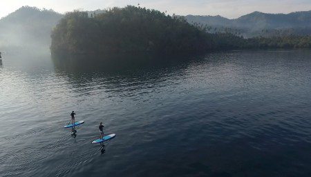 Stand up paddle boarding in Lembeh Strait, Lembeh Strait, North Sulawesi Indonesia, Bitung, critters@Lembeh Resort, Lembeh Resort,Morten Lund Hansen